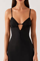 Load image into Gallery viewer, Sheath Cut Out Spaghetti Straps Black Tie Dress