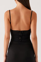 Load image into Gallery viewer, Sheath Cut Out Spaghetti Straps Black Tie Dress