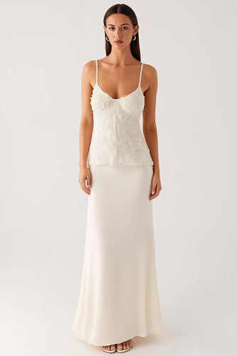 Ivory Sheath Spaghetti Straps Evening Dress