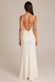 Ivory Spaghetti Straps Sheath Evening Dress