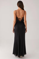 Load image into Gallery viewer, Sheath Spaghetti Straps Black Tie Dress