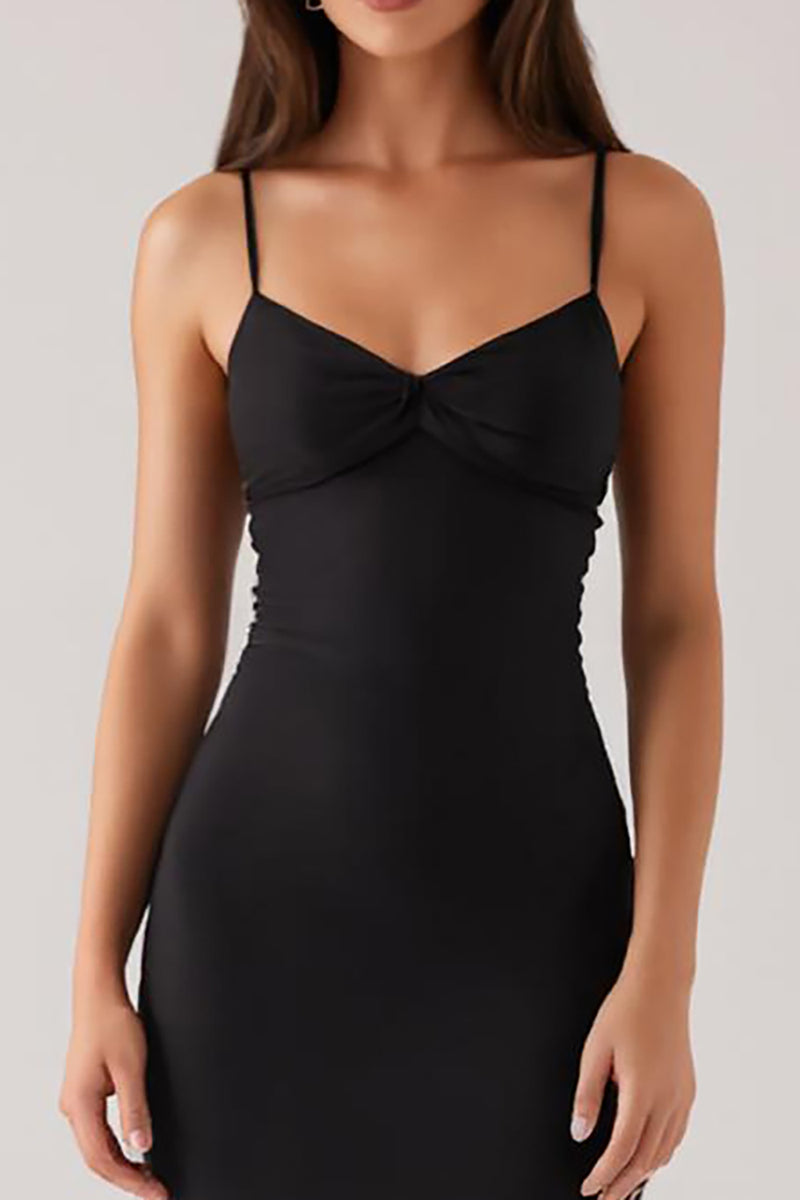 Load image into Gallery viewer, Sheath Spaghetti Straps Black Tie Dress