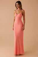 Load image into Gallery viewer, Pink Spaghetti Straps Sheath Evening Dress