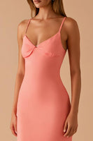 Load image into Gallery viewer, Pink Spaghetti Straps Sheath Evening Dress