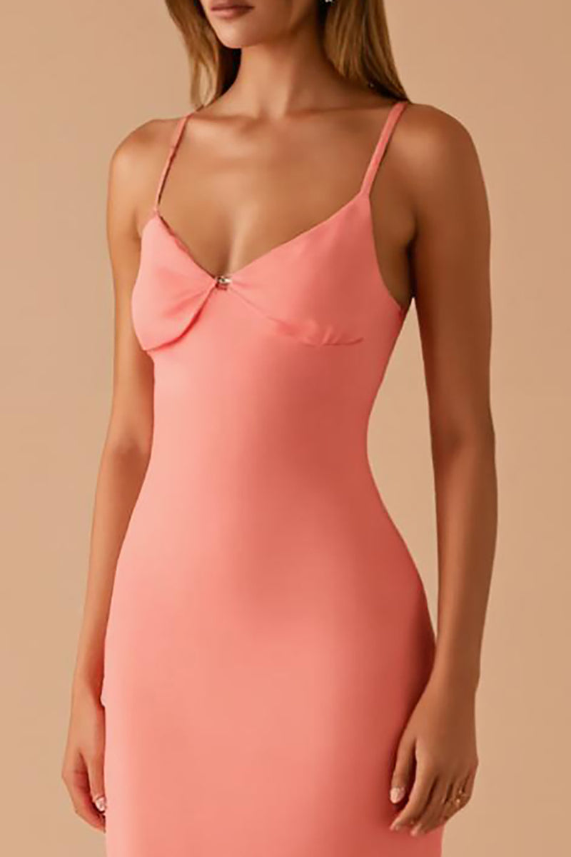Load image into Gallery viewer, Pink Spaghetti Straps Sheath Evening Dress