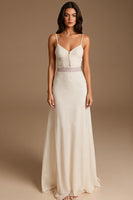 Load image into Gallery viewer, Ivory Spaghetti Straps A Line Formal Dress