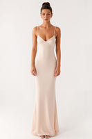 Load image into Gallery viewer, Apricot Spaghetti Straps Sheath Evening Dress
