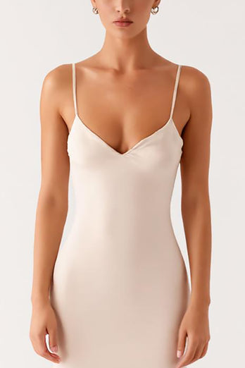 Apricot Spaghetti Straps Sheath Evening Dress