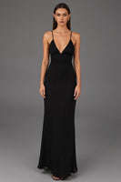 Load image into Gallery viewer, Sheath Spaghetti Straps Black Tie Dress