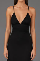 Load image into Gallery viewer, Sheath Spaghetti Straps Black Tie Dress