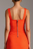 Load image into Gallery viewer, Orange Deep V-Neck Sheath Evening Dress