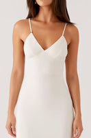 Load image into Gallery viewer, Ivory Spaghetti Straps Sheath Evening Dress