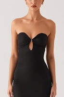 Load image into Gallery viewer, Strapless Mermaid Cut Out Black Tie Dress