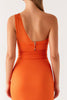 Load image into Gallery viewer, One Shoulder Orange Sheath Formal Dress