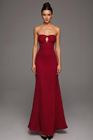 Load image into Gallery viewer, Strapless Red Cut Out Sheath Formal Dress
