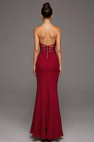 Load image into Gallery viewer, Strapless Red Cut Out Sheath Formal Dress