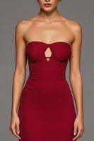 Load image into Gallery viewer, Strapless Red Cut Out Sheath Formal Dress