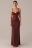 Load image into Gallery viewer, Plum Spaghetti Straps Sheath Formal Dress
