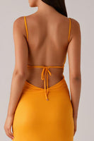 Load image into Gallery viewer, Yellow Spaghetti Straps Sheath Formal Dress