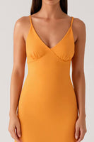 Load image into Gallery viewer, Yellow Spaghetti Straps Chiffon Formal Dress