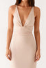 Load image into Gallery viewer, Apricot Deep V-Neck Sheath Ruched Formal Dress