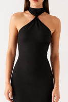 Load image into Gallery viewer, Halter Mermaid Black Tie Dress