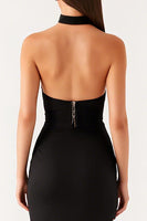 Load image into Gallery viewer, Halter Mermaid Black Tie Dress