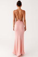 Load image into Gallery viewer, Pink Sheath Spaghetti Straps Chiffon Formal Dress