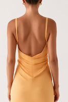 Load image into Gallery viewer, Yellow Cut Out Spaghetti Straps Sheath Formal Dress