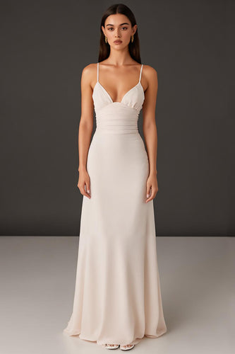 Ivory Sheath Spaghetti Straps Formal Dress