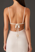 Load image into Gallery viewer, Ivory Sheath Spaghetti Straps Formal Dress
