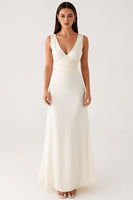 Load image into Gallery viewer, Ivory V-Neck Backless Sheath Formal Dress
