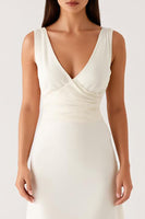 Load image into Gallery viewer, Ivory V-Neck Backless Sheath Formal Dress