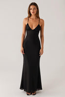 Load image into Gallery viewer, Mermaid Spaghetti Straps Backless Black Tie Dress