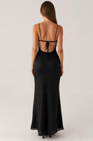 Load image into Gallery viewer, Mermaid Spaghetti Straps Backless Black Tie Dress