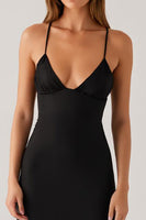 Load image into Gallery viewer, Mermaid Spaghetti Straps Backless Black Tie Dress