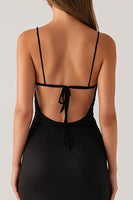 Load image into Gallery viewer, Mermaid Spaghetti Straps Backless Black Tie Dress