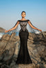 Load image into Gallery viewer, Black Mermaid Evening Dress With Sparkly Sequin Cape Sleeves