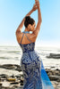 Load image into Gallery viewer, Blue Mermaid Sequin Halter Evening Dress with Slit