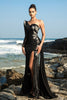 Load image into Gallery viewer, Black Sequin Mermaid One-Shoulder Evening Dress with Slit