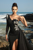 Load image into Gallery viewer, Black Sequin Mermaid One-Shoulder Evening Dress with Slit
