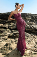 Load image into Gallery viewer, Shimmering Strapless Black Mermaid Evening Dress with Sequins