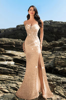 Load image into Gallery viewer, Shimmering Strapless Black Mermaid Evening Dress with Sequins