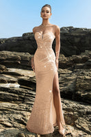 Load image into Gallery viewer, Shimmering Strapless Black Mermaid Evening Dress with Sequins
