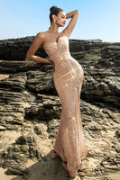 Load image into Gallery viewer, Shimmering Strapless Black Mermaid Evening Dress with Sequins