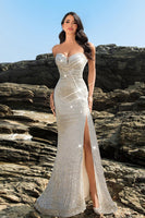 Load image into Gallery viewer, Shimmering Strapless Black Mermaid Evening Dress with Sequins