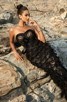 Load image into Gallery viewer, Black Strapless Ruffled Mermaid Evening dress
