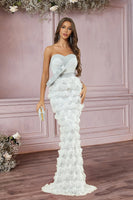 Load image into Gallery viewer, Black Strapless Ruffled Mermaid Evening dress