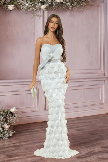 Black Strapless Ruffled Mermaid Evening dress