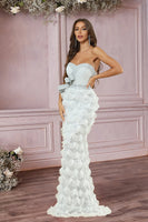 Load image into Gallery viewer, Black Strapless Ruffled Mermaid Evening dress